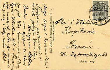 Kcyńska Fara - rewers. Stempel pocztowy z 1933 r. Poczt&oacute;wka z kolekcji Zbigniewa Prusaka