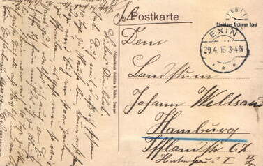 Kcyńska Fara. Poczt&oacute;wka koloryzowana. Rewers. Data na stemplu 1916 r. Z kolekcji Zbigniewa Prusaka