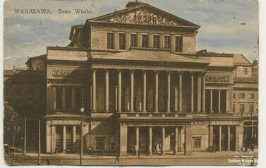 Poczt&oacute;wka Warszawa. Teatr wielki. Data stempla niewidoczna, podobnie jak treść. 