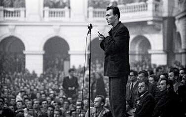 Warszawa, wiec na Politechnice Warszawskiej, 20.10.1956 r.