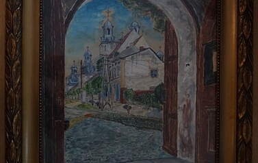 Widok na klasztor. Akwarela. Rok 1947. Własność prywatna