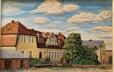 Pałac w Żurawi - widok z tyłu. Autor: Bernd von Buelow. Rok nieznany. Własność prywatna