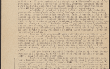 Odpowiedź Prezydium MRN w Kcyni na ankietę wysyłaną przez ŻIH - str. 1(sygn. 310/753). Z archiwum Żydowskiego Instytutu Historycznego