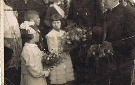 Powitanie ks. proboszcza Pawła Pękackiego w 1935 r. Z archiwum Michała Maciejewskiego 