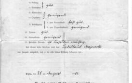 Świadectwo Władysława Majewskiego, Kr&oacute;lewskie Seminarium Nauczycielskie, 1901 r., str. 2. Z archiwum rodziny Majewskich