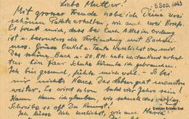 Karta pocztowa z Oranienburga, str. 2, 5.09.1943 r. Z archiwum Wojciecha Niedźwiedzińskiego