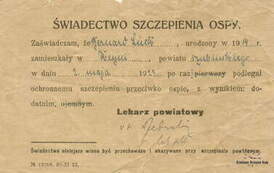Świadectwo szczepienia ospy, 1923 r. Z archiwum Ewy Niespodzianej 