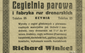 Winkiel reklama Dz. Byd.(R.22), 1928, nr. 161. źr&oacute;dło: www.kpbc.umk.pl