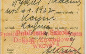 Przedwojenna legitymacja szkolna na rok szkolny 38/39. Z archiwum rodziny Dykier i Kosznik 
