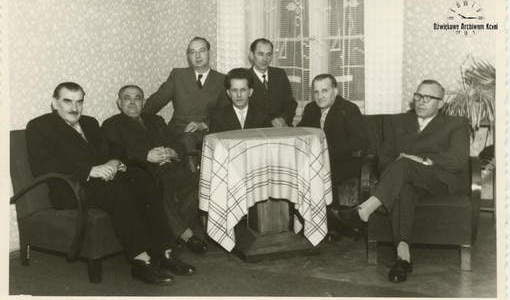 Od lewej M. Jędrzejewski, E. Kujawa, I. Grewling, Cz. Doberstein, J. Zbieralski, Fr. Palinkiewicz, Cz. Radoszewski. Z archiwum Andrzei Doberstein