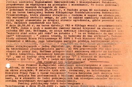 Strajkowy biuletyn informacyjny (str. 1). Z archiwum Ewy Hałas 