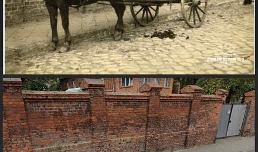 Mur przylegający do budynku przy ul. Libelta 1. Zestawił Tomasz Kmiotek 