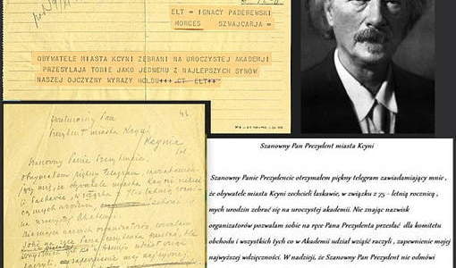 Telegram do Paderewskiego. Nadesłał Roman Tadych 