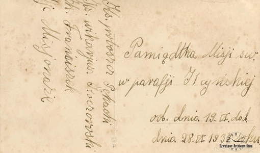 Pamiątka misji świętych, lata 30. rewers. Z archiwum Brygidy Prus 