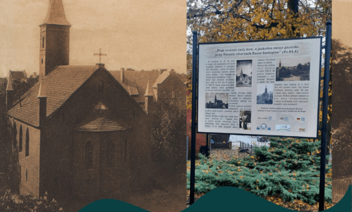 Zdjęcie do Tablica dotycząca Ewangelik&oacute;w ustawiona w Kcyni 